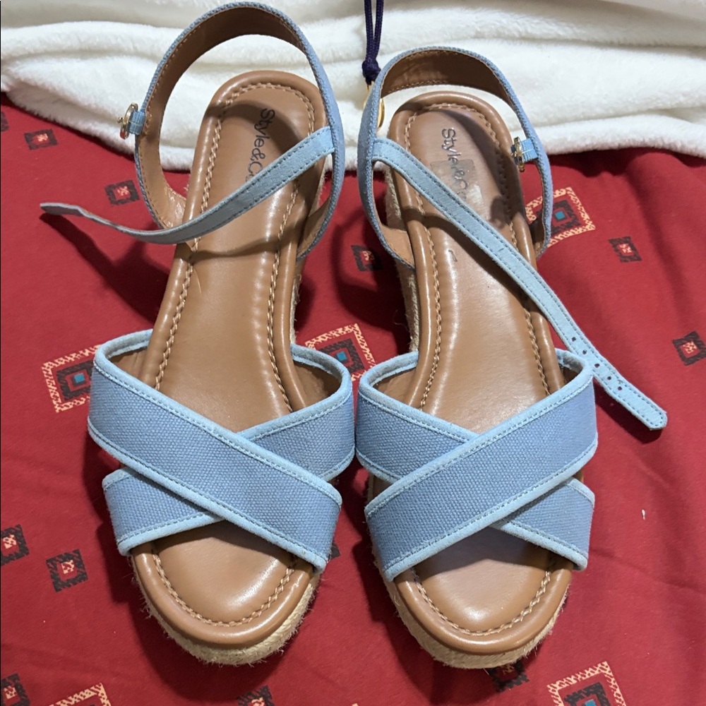 Style & Co. Light Blue Cross-Strap Sandals